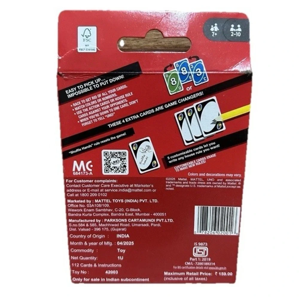 Mattel uno card